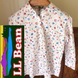 LL Bean Floral Shirt Wrinkle Free NWOT